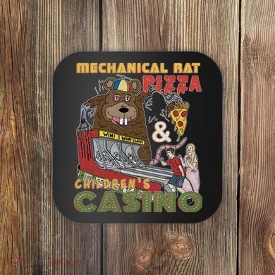 Mechanical Rat Pizza & Child Casino Coaster