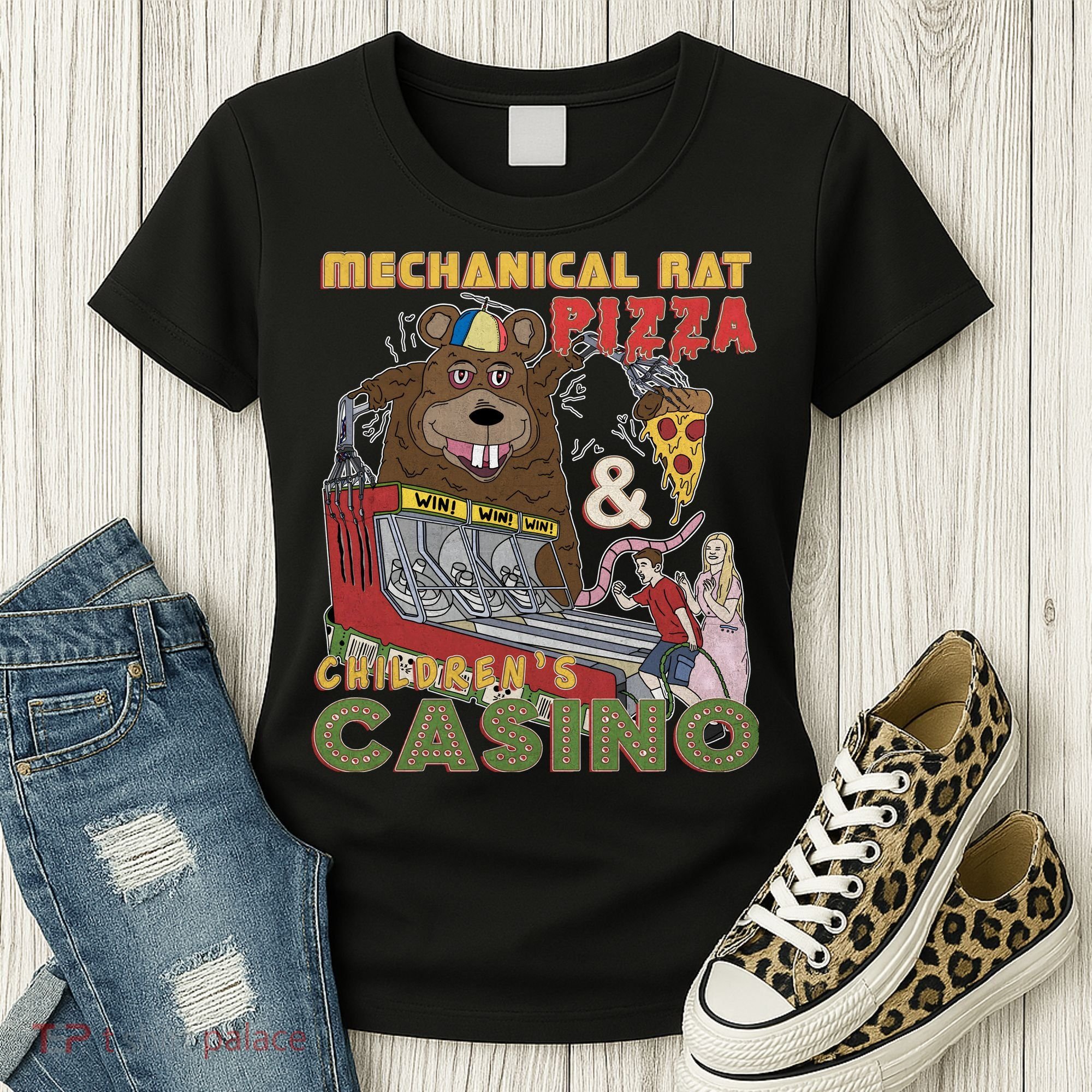 Mechanical Rat Pizza & Child Casino Women's T-Shirt