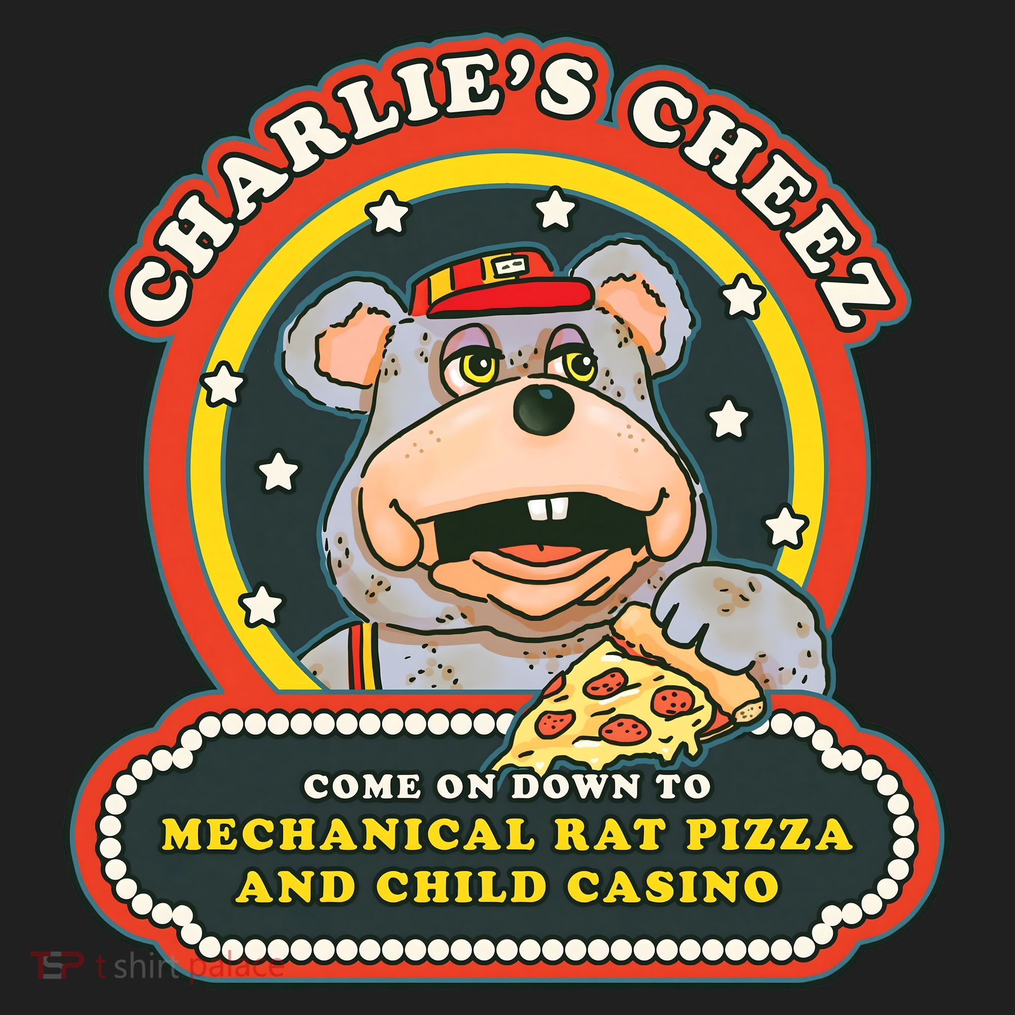 Mechanical Rat Pizza & Child Casino Golf Towel