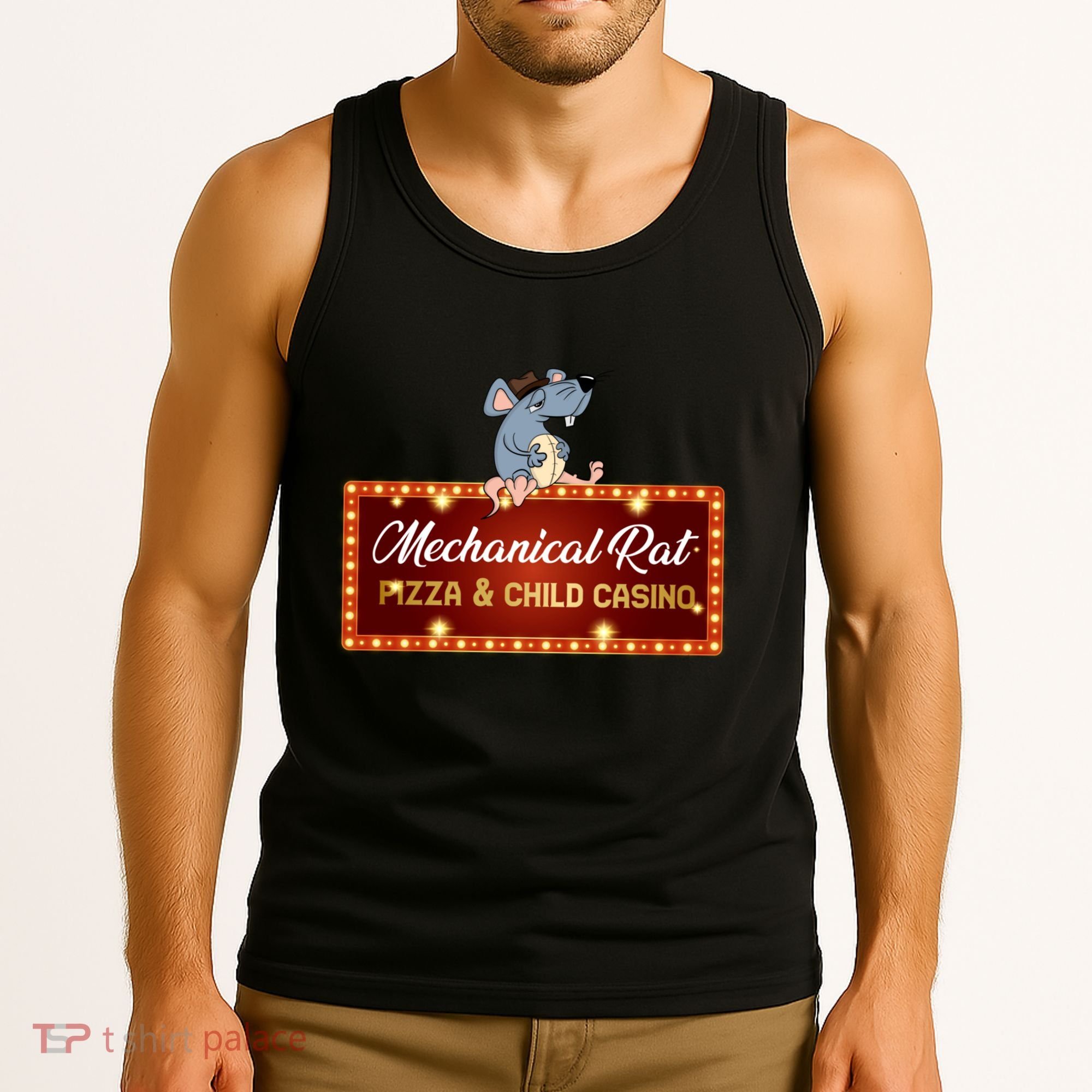 Mechanical Rat Pizza & Child Casino Tank Top