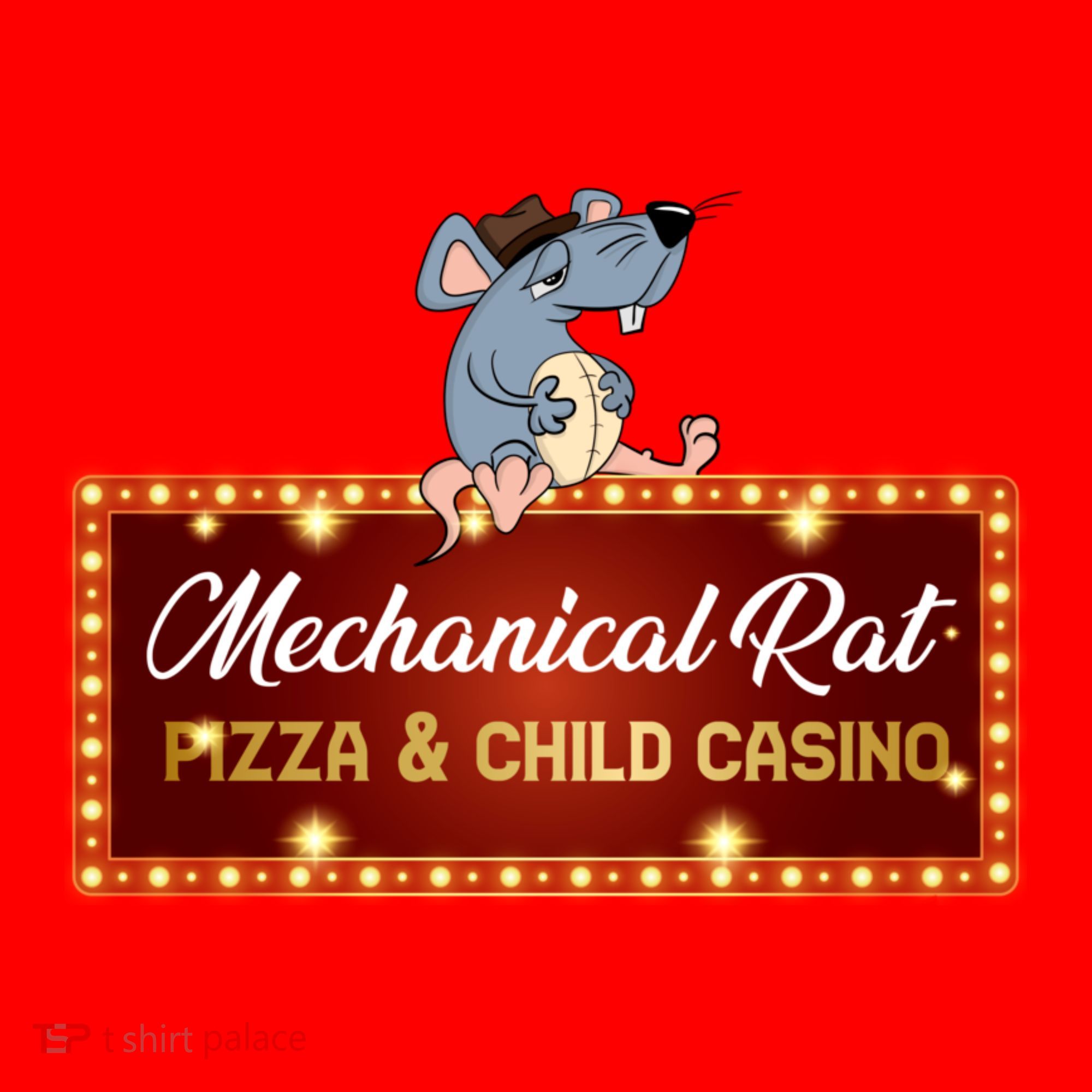 Mechanical Rat Pizza & Child Casino Santa Hat