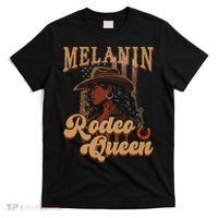 Melanin Rodeo Queen Afro Cowgirl Black History African Woman T-Shirt thumb 0
