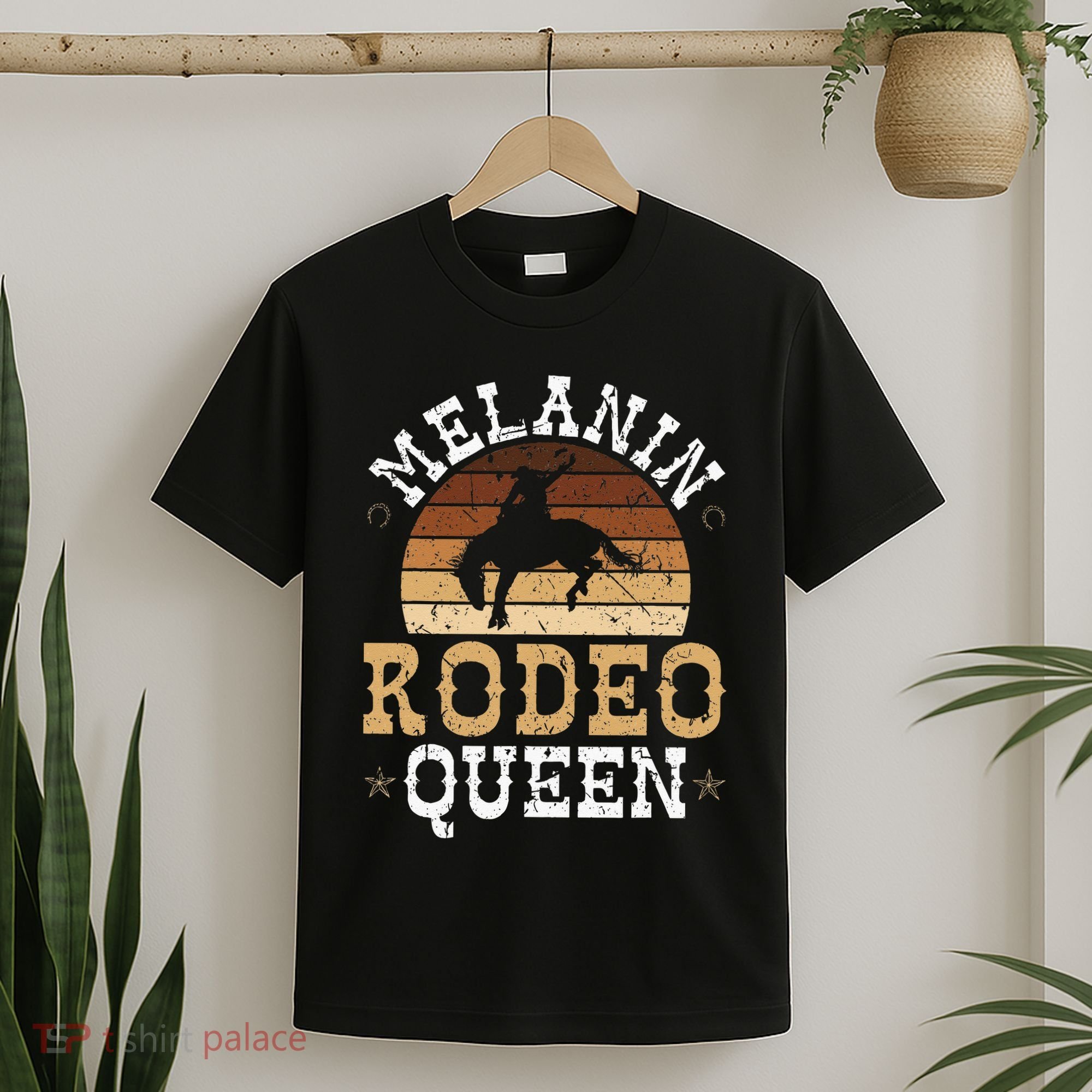 Melanin Rodeo Queen Bronc Riding African American Cowgirl T-Shirt