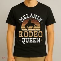 Melanin Rodeo Queen Bronc Riding African American Cowgirl T-Shirt thumb 3