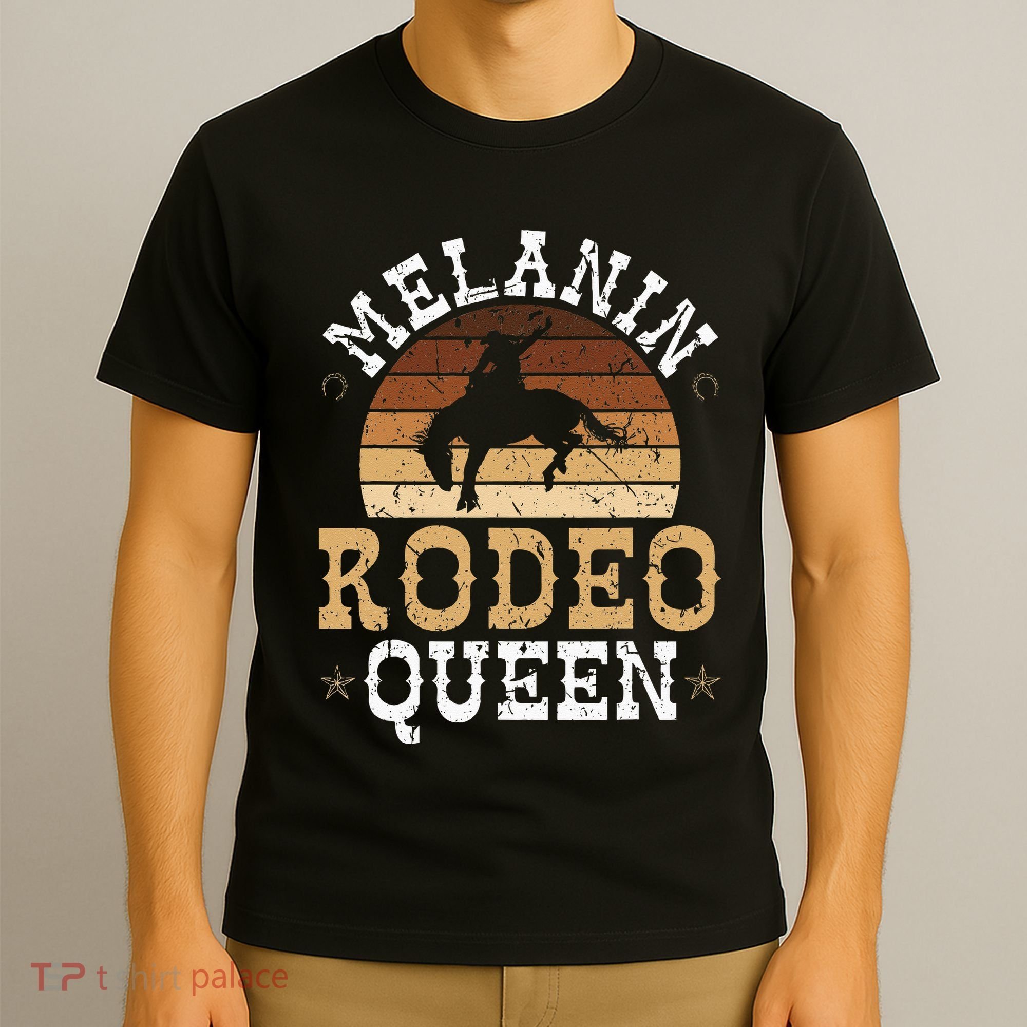Melanin Rodeo Queen Bronc Riding African American Cowgirl T-Shirt