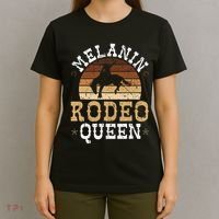Melanin Rodeo Queen Bronc Riding African American Cowgirl T-Shirt thumb 4