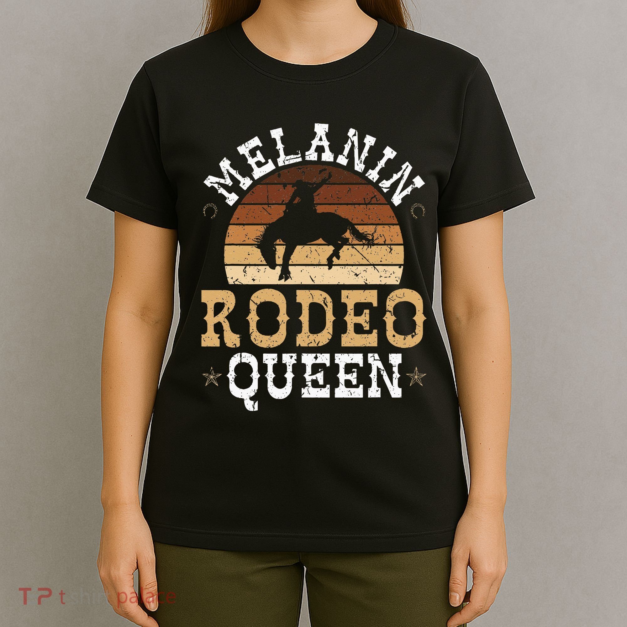 Melanin Rodeo Queen Bronc Riding African American Cowgirl T-Shirt