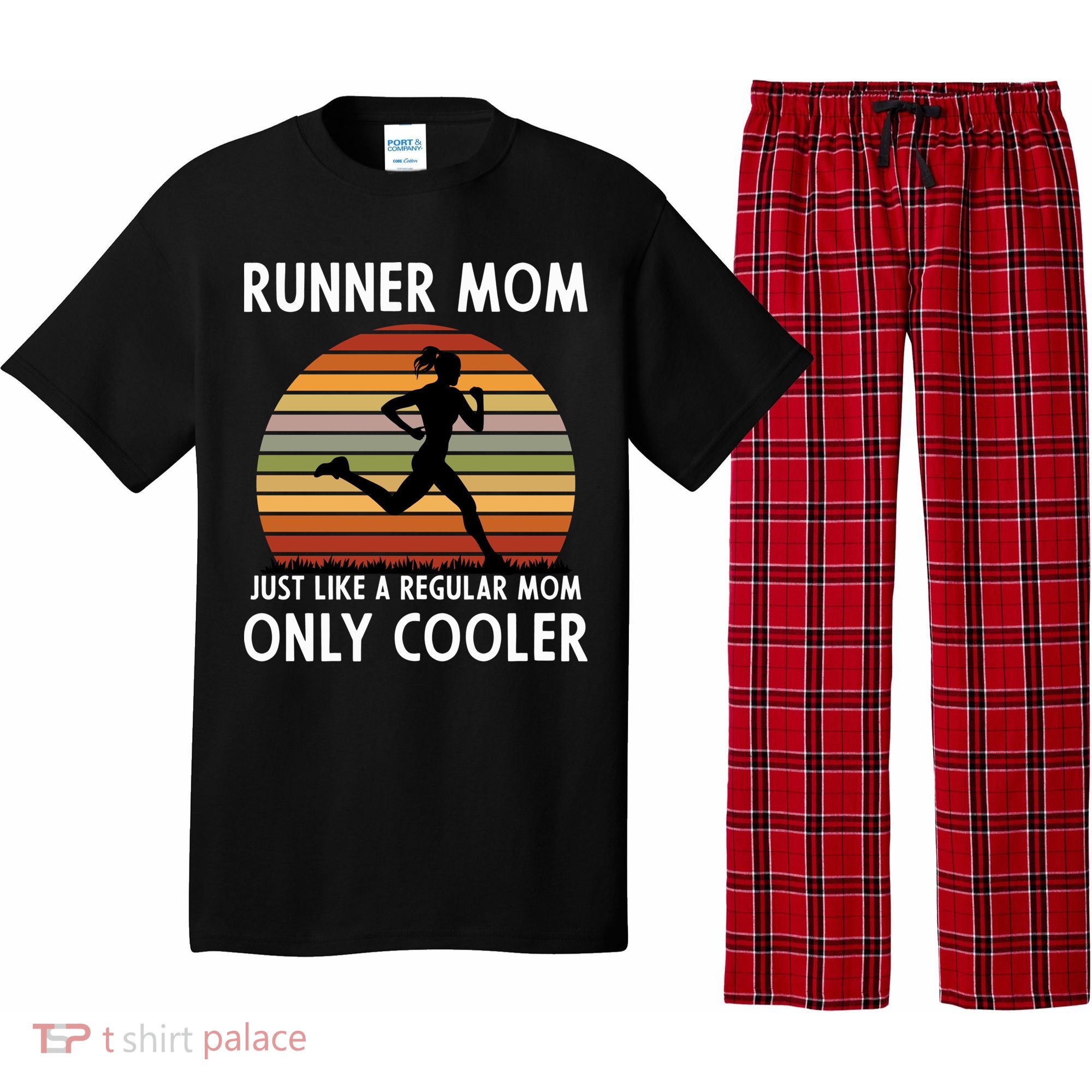 Mom Running Runner Mom Just Like A Regular Mom Marathon Moms Gift Pajama Set