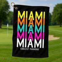 Miami Retro Repeat Golf Towel thumb 1