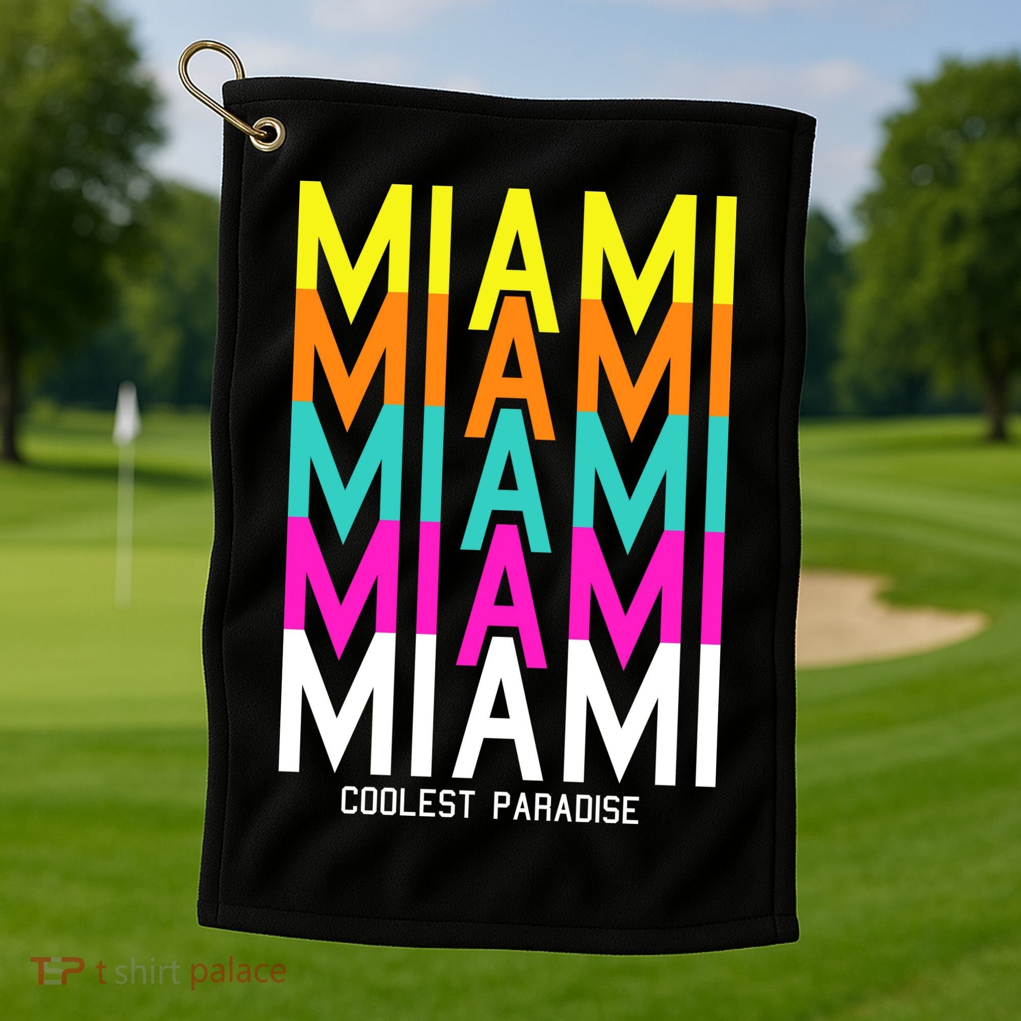 Miami Retro Repeat Golf Towel