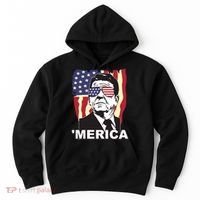 Merica Ronald Reagan Funny Usa Stars And Strips Proud American Hoodie thumb 0
