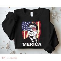 Merica Ronald Reagan Funny Usa Stars And Strips Proud American Sweatshirt thumb 2