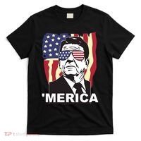Merica Ronald Reagan Funny Usa Stars And Strips Proud American T-Shirt thumb 0