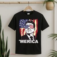 Merica Ronald Reagan Funny Usa Stars And Strips Proud American T-Shirt thumb 2
