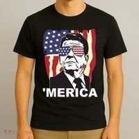 Merica Ronald Reagan Funny Usa Stars And Strips Proud American T-Shirt thumb 3
