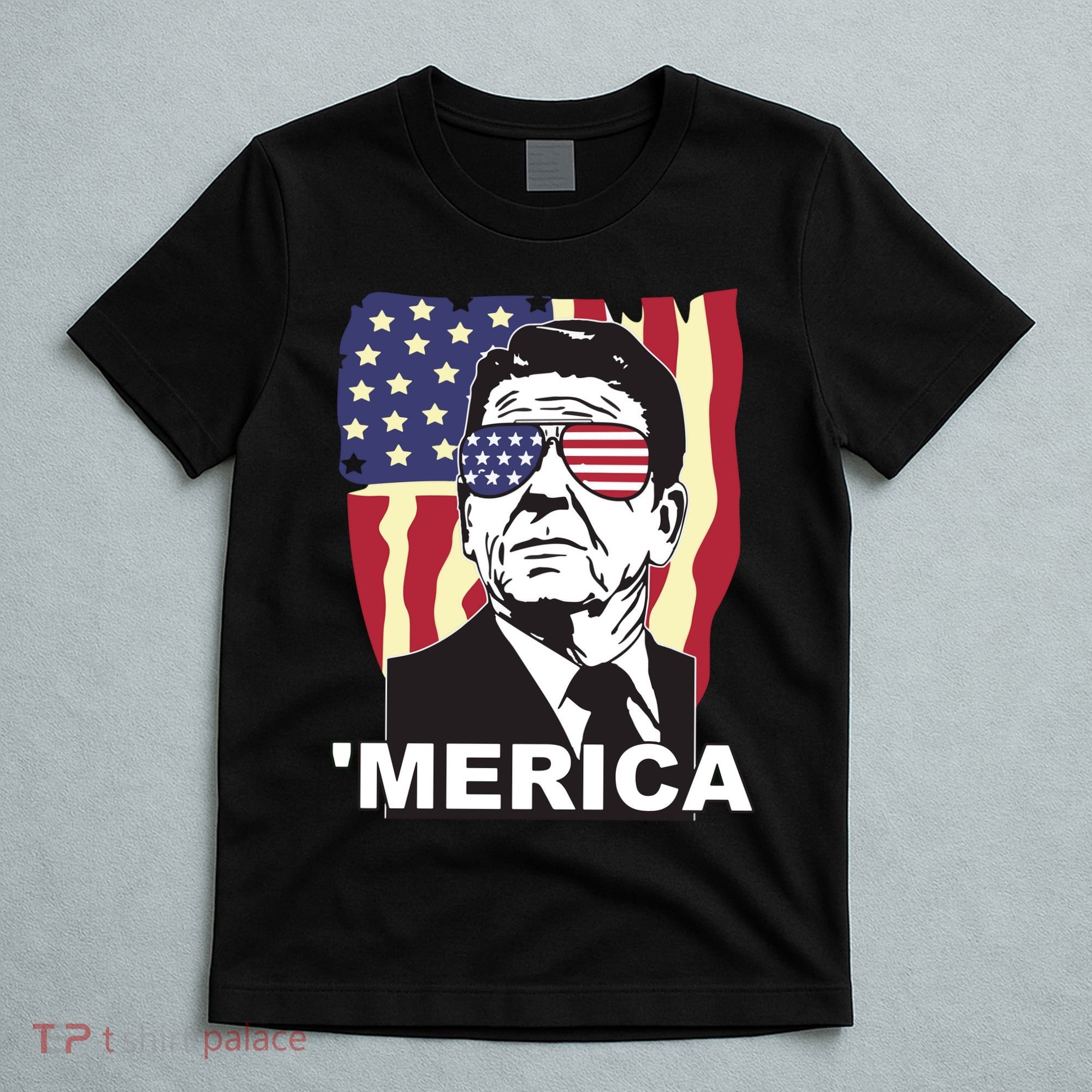 Merica Ronald Reagan Funny Usa Stars And Strips Proud American T-Shirt