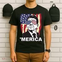Merica Ronald Reagan Funny Usa Stars And Strips Proud American T-Shirt thumb 6