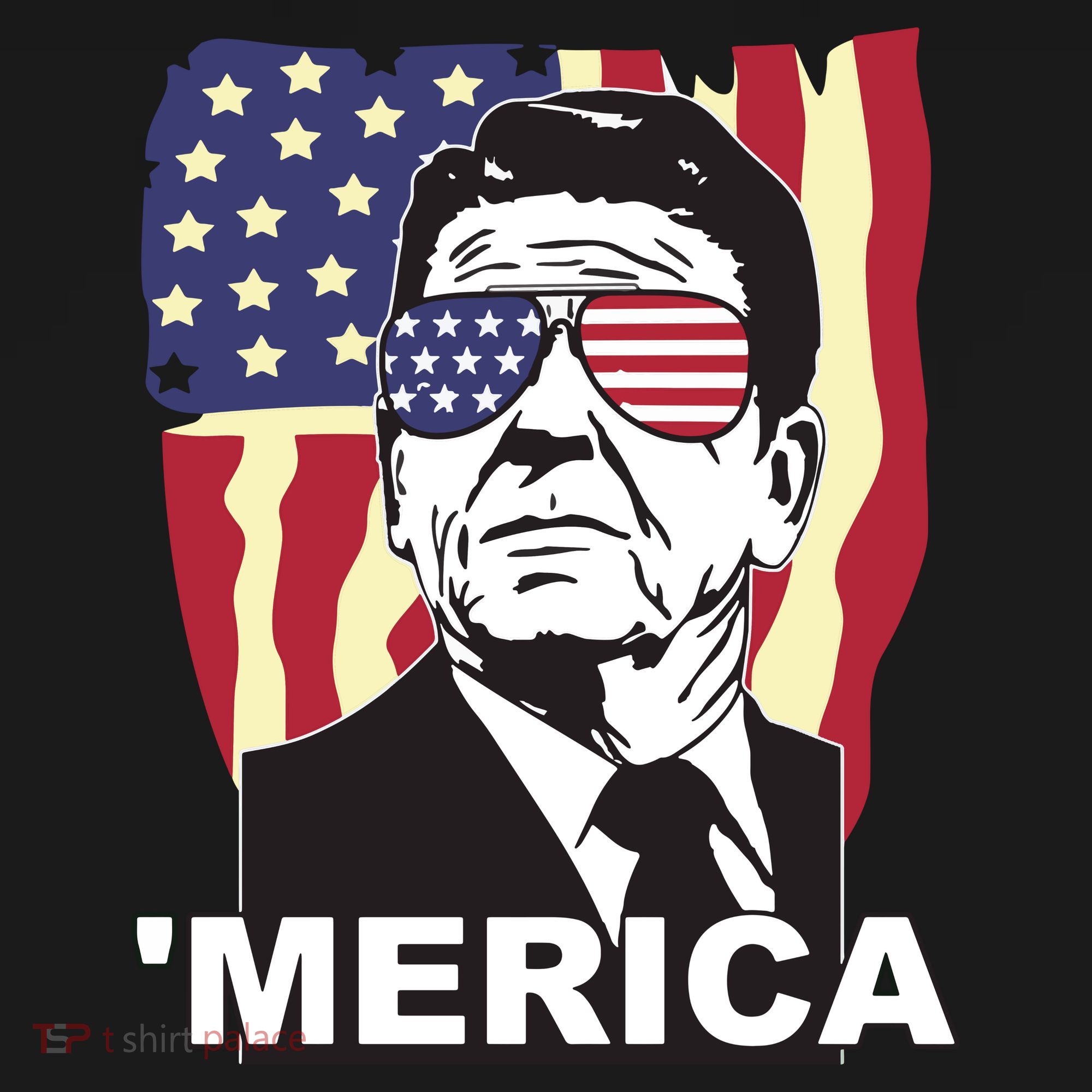 Merica Ronald Reagan Funny Usa Stars And Strips Proud American T-Shirt