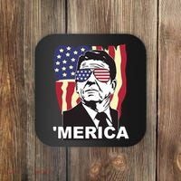 Merica Ronald Reagan Funny Usa Stars And Strips Proud American Coaster thumb 0