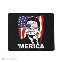 Merica Ronald Reagan Funny Usa Stars And Strips Proud American Mousepad thumb 0