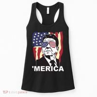 Merica Ronald Reagan Funny Usa Stars And Strips Proud American Women's Tank Top thumb 0