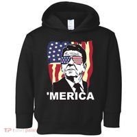 Merica Ronald Reagan Funny Usa Stars And Strips Proud American Toddler Hoodie thumb 0