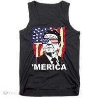 Merica Ronald Reagan Funny Usa Stars And Strips Proud American Tank Top thumb 0