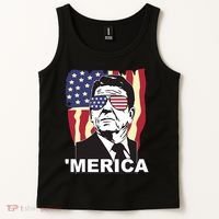 Merica Ronald Reagan Funny Usa Stars And Strips Proud American Tank Top thumb 2