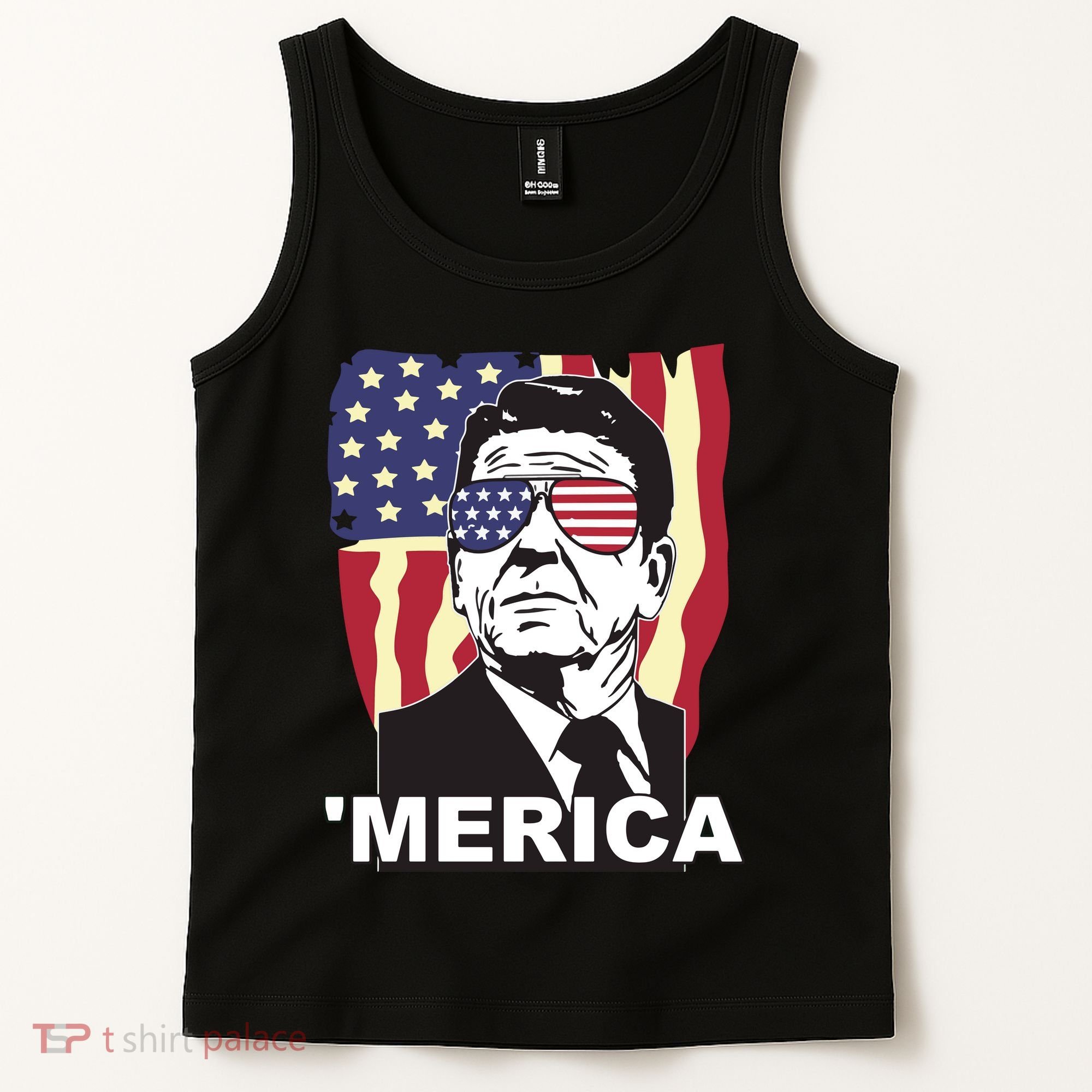 Merica Ronald Reagan Funny Usa Stars And Strips Proud American Tank Top