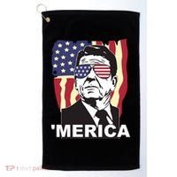 Merica Ronald Reagan Funny Usa Stars And Strips Proud American Golf Towel thumb 0