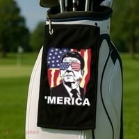 Merica Ronald Reagan Funny Usa Stars And Strips Proud American Golf Towel thumb 2