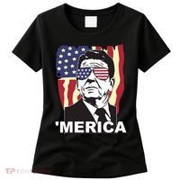 Merica Ronald Reagan Funny Usa Stars And Strips Proud American Women's T-Shirt thumb 0