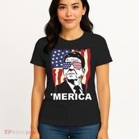 Merica Ronald Reagan Funny Usa Stars And Strips Proud American Women's T-Shirt thumb 4