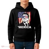 Merica Ronald Reagan Funny Usa Stars And Strips Proud American Kids Hoodie thumb 4
