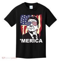 Merica Ronald Reagan Funny Usa Stars And Strips Proud American Kids T-Shirt thumb 0