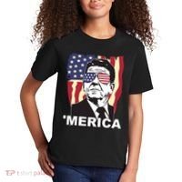 Merica Ronald Reagan Funny Usa Stars And Strips Proud American Kids T-Shirt thumb 2