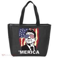 Merica Ronald Reagan Funny Usa Stars And Strips Proud American Tote Bag thumb 0