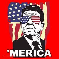 Merica Ronald Reagan Funny Usa Stars And Strips Proud American Santa Hat thumb 1