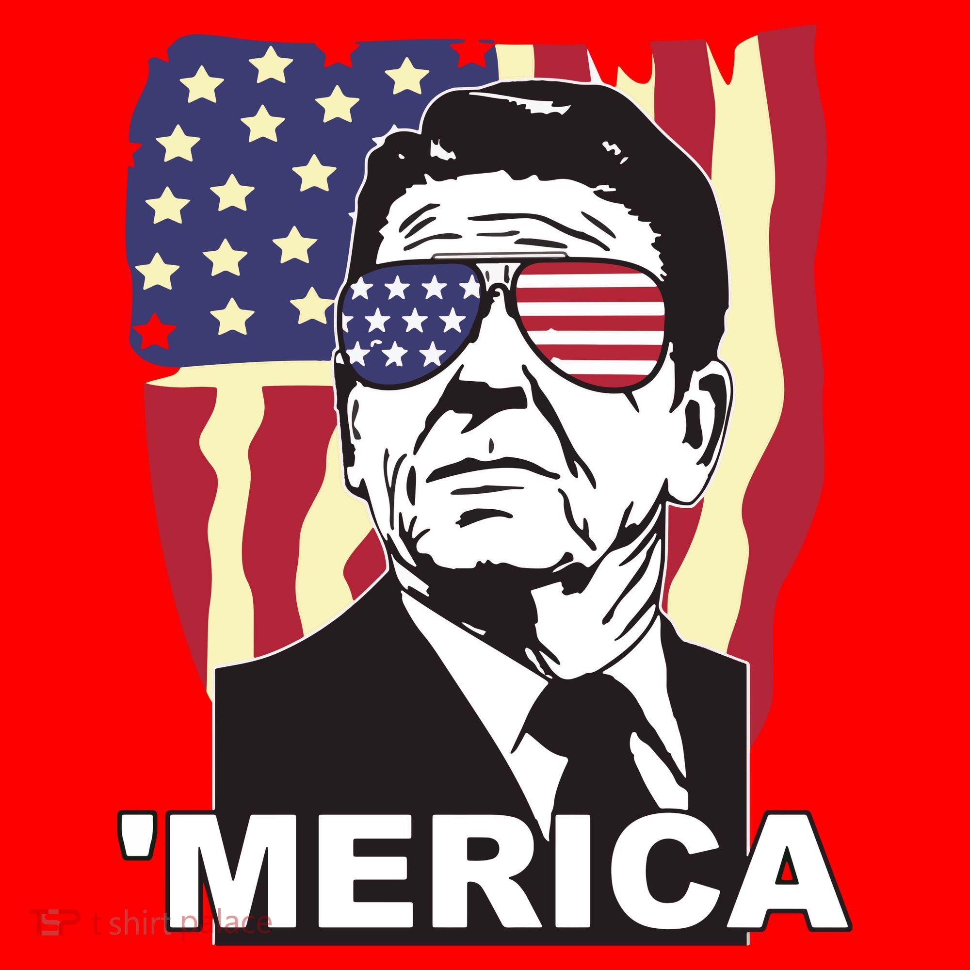 Merica Ronald Reagan Funny Usa Stars And Strips Proud American Santa Hat