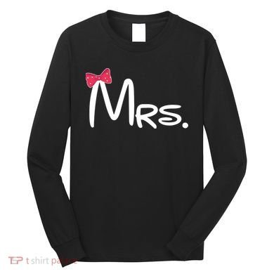 Mrs. Bow Tie Cute Matching Couples Long Sleeve Shirt