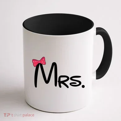 Mrs. Bow Tie Cute Matching Couples Coffee Mug back