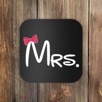 Mrs. Bow Tie Cute Matching Couples Coaster thumb 0