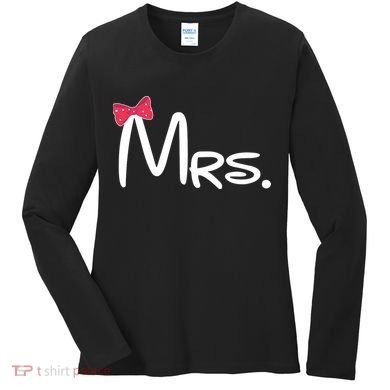 Mrs. Bow Tie Cute Matching Couples Women's Long Sleeve Shirt