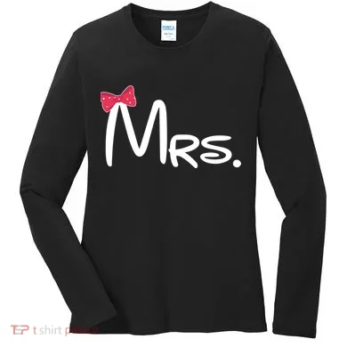 Mrs. Bow Tie Cute Matching Couples Women's Long Sleeve Shirt