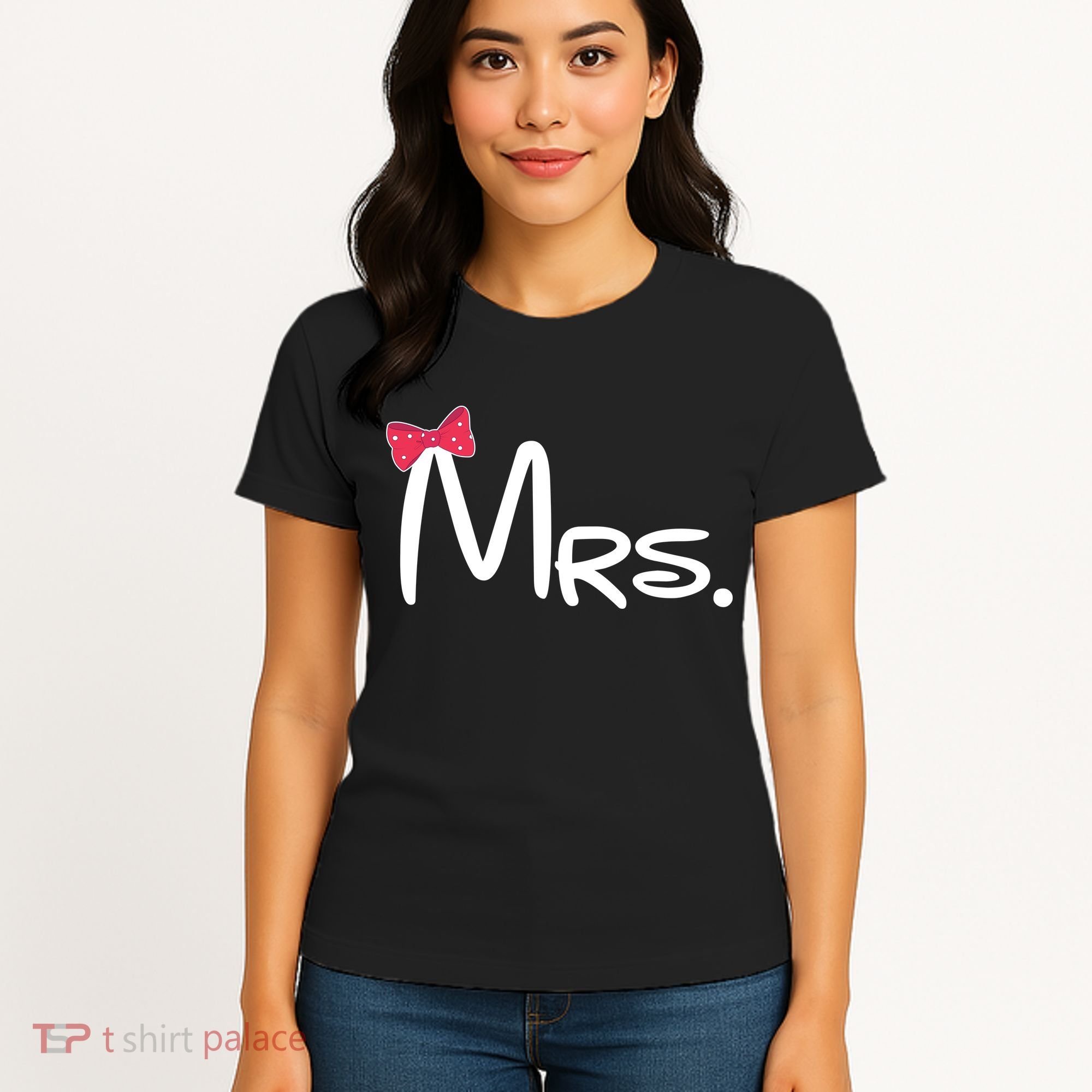 Mrs. Bow Tie Cute Matching Couples Women's T-Shirt