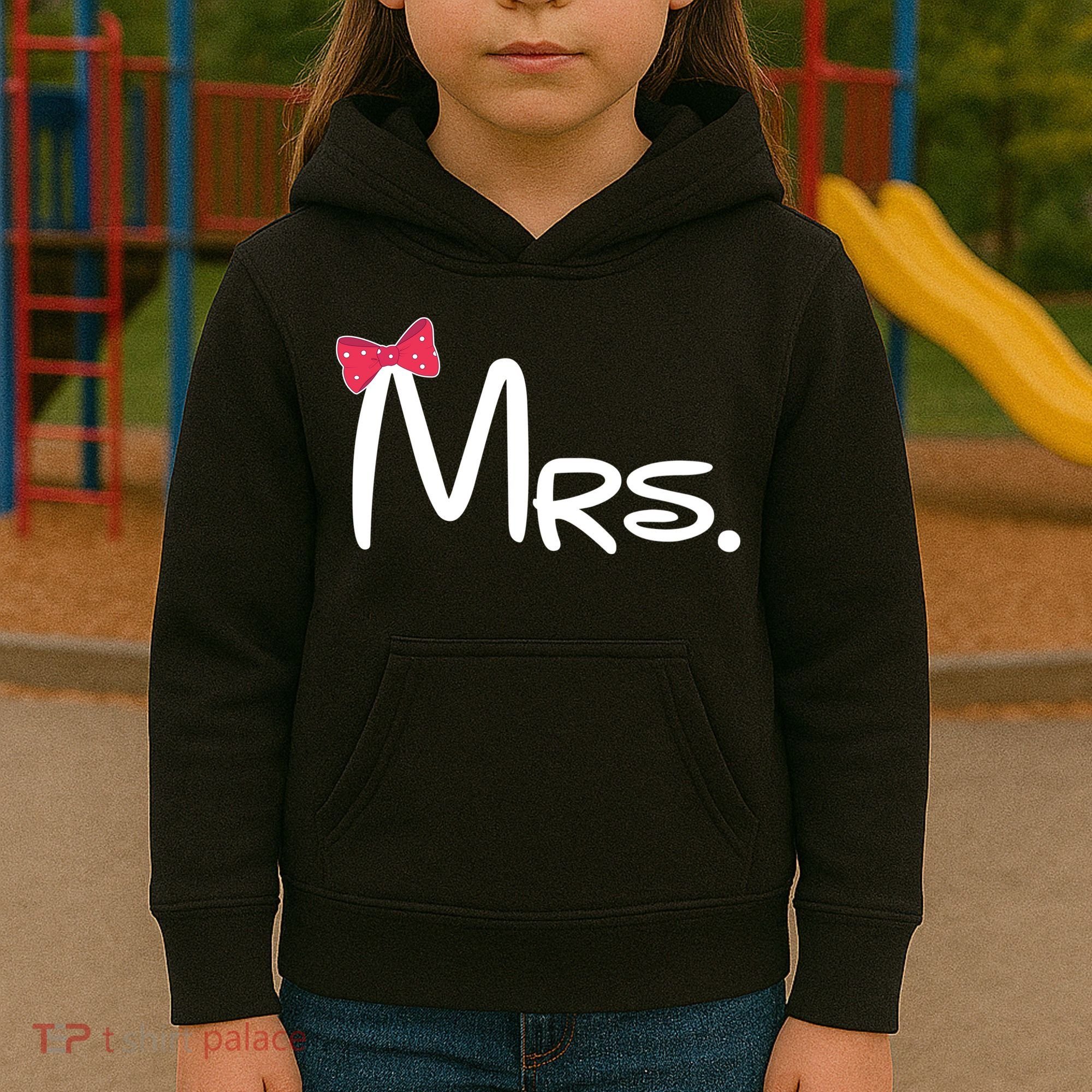 Mrs. Bow Tie Cute Matching Couples Kids Hoodie