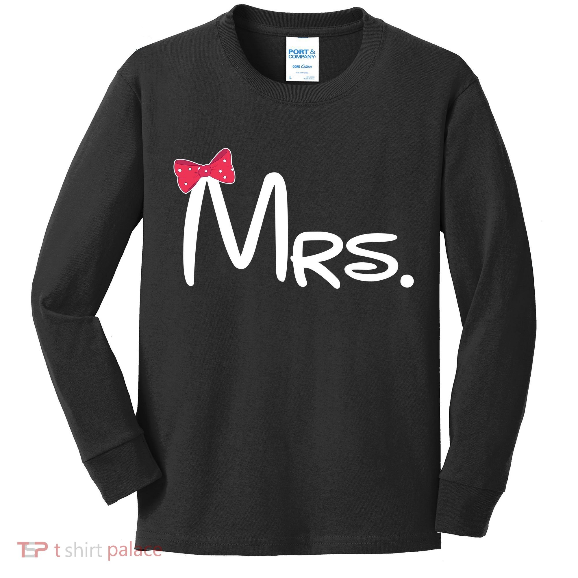 Mrs. Bow Tie Cute Matching Couples Kids Long Sleeve Shirt