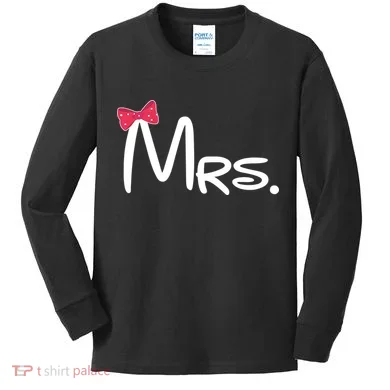 Mrs. Bow Tie Cute Matching Couples Kids Long Sleeve Shirt