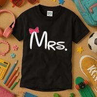 Mrs. Bow Tie Cute Matching Couples Kids T-Shirt thumb 3