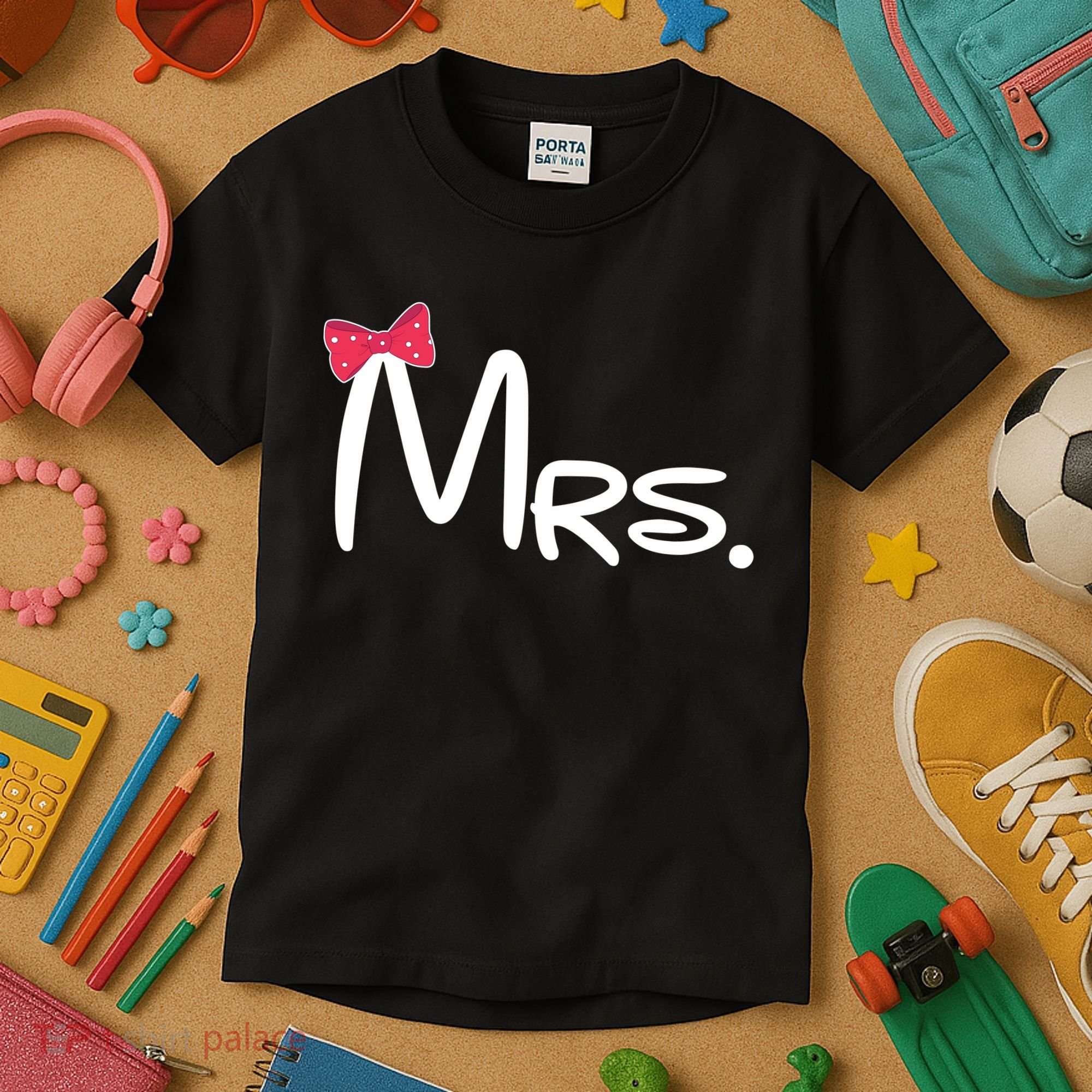 Mrs. Bow Tie Cute Matching Couples Kids T-Shirt
